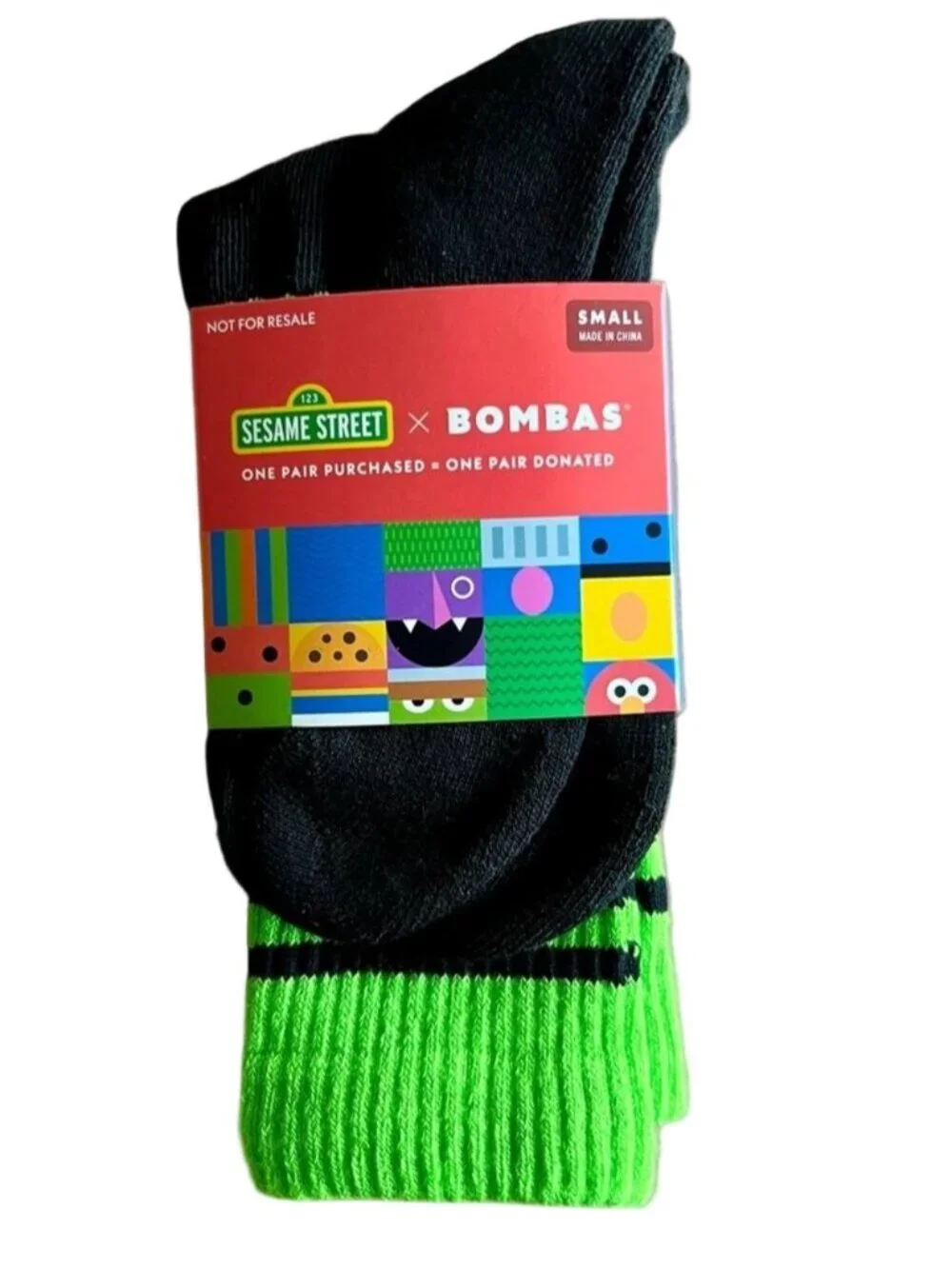 Bombas Sesame Street Oscar the Grouch Athletic Crew Socks - Small